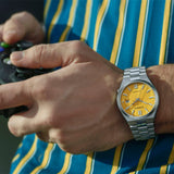Citizen Tsuyosa NJ0150-81Z Men's Automatic Watch – Yellow Dial with Silver Steel Strap