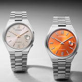 Citizen Tsuyosa NJ0151-88W Men's Automatic Watch – Oatmeal White Dial with Silver Steel Strap