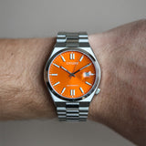 Citizen Tsuyosa NJ0151-88Z Men's Automatic Watch – Orange Dial with Silver Steel Strap