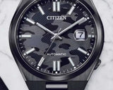 Citizen Tsuyosa NJ0155-87E Men's Automatic Watch – Camouflage Black Dial with Black Steel Strap