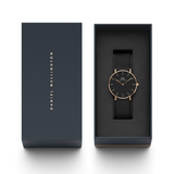 Daniel Wellington DW00100307 Petite Ashfield Women’s Watch – Black Dial with Matte Black Mesh Strap