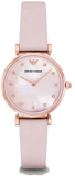 Emporio Armani AR1958 Gianni T Bar Mother of Pearl Women's Watch – Pink Dial & Pink Leather Strap