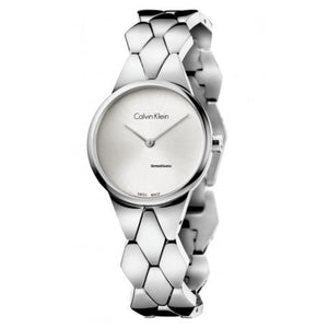 Calvin Klein Snake Silver Dial Silver Steel Strap Watch For Women - K6E23146