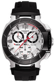 Tissot T048.417.27.037.00 T-Race Chronograph Quartz Men's Watch – White Dial & Black Rubber Strap