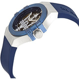 Maserati Potenza 42mm Blue Dial Automatic Silicone Strap Watch For Men - R8821108028