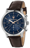 Maserati R8871618014 Epoca Chronograph Men's Watch – Blue Dial & Brown Leather Strap