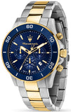 Maserati R8873600006 Competizione Chronograph Men's Watch – Blue Dial & Two-Tone Steel Strap