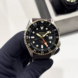 Seiko 5 Sports SSK036K1 SKX GMT Automatic Men's Watch – Mocha Black Dial & Brown Leather Strap