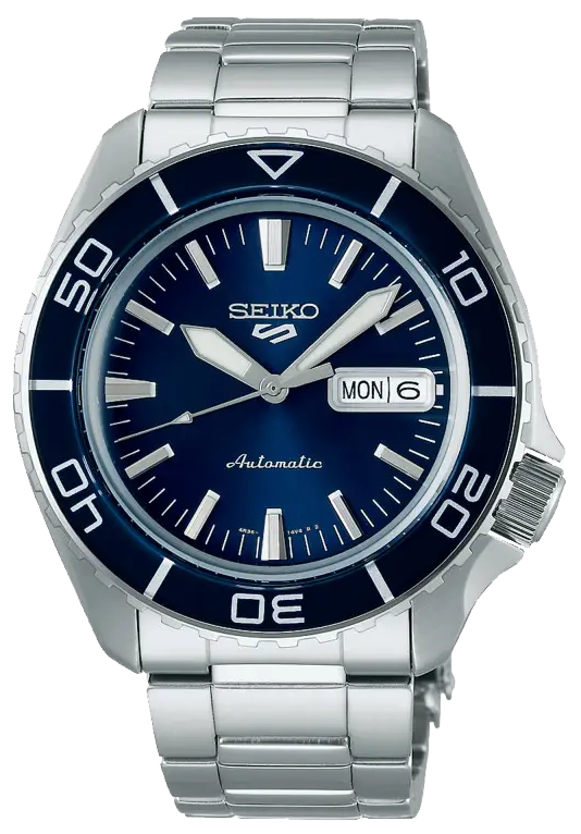 Seiko 5 Sports Automatic Blue Dial Silver Steel Strap Watch for Men - SRPK97K1