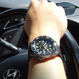 Seiko 5 Sports SKX Automatic Black Dial Black Leather Strap Watch for Men - SRPD55K2