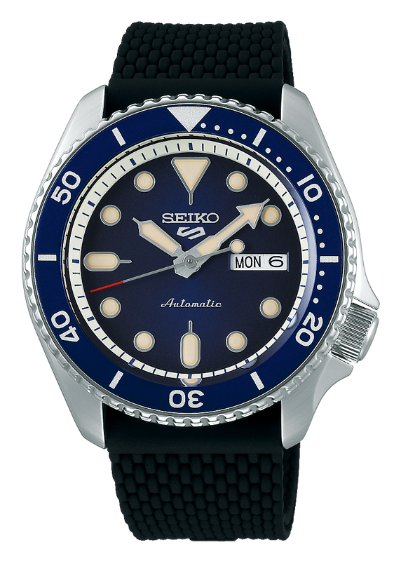 Seiko 5 Sports SKX Automatic Blue Dial Blue Silicone Strap Watch for Men - SRPD71K2