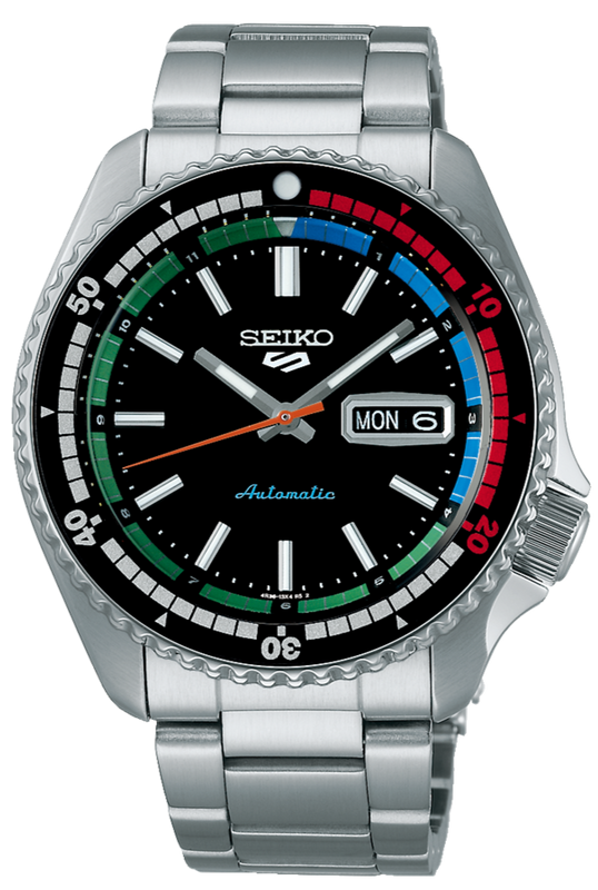 Seiko 5 Sports SKX Series Regatta Timer Retro Blue Dial Silver Steel Strap Watch For Men - SRPK13K1