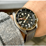 Seiko 5 Sports SSK036K1 SKX GMT Automatic Men's Watch – Mocha Black Dial & Brown Leather Strap