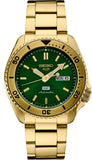 Seiko 5 Sports SRPJ20 HUF Limited Edition Men's Watch – Green Dial & Gold Steel Bracelet