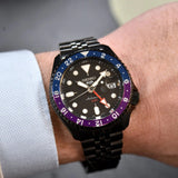 Seiko Automatic SKX GMT Yuto Horigome Limited Edition Black Dial Black Steel Strap Watch For Men - SSK027K1