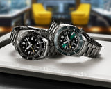 Seiko Prosprex Dark Depths GMT Automatic Black Dial Silver Steel Strap Watch For Men - SPB383J1