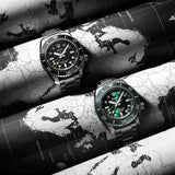 Seiko Prosprex Dark Depths GMT Automatic Black Dial Silver Steel Strap Watch For Men - SPB383J1