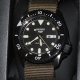 Seiko 5 Sports SRPD65K4 Automatic Men's Watch – Black Dial & Green Nylon Strap