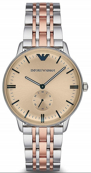 Emporio Armani Classic Beige Dial Two Tone Steel Strap Watch for Men - AR2070