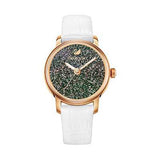 Swarovski Crystalline Hours Quartz Grey Dial Black Leather Strap Watch for Women - 5344635