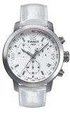 Tissot T055.417.16.017.00 PRC 200 Chronograph Quartz Men's Watch – White Dial & White Leather Strap