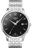Tissot T063.610.11.057.00 T-Classic Tradition Men's Watch – Black Dial & Silver Steel Bracelet