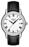 Tissot T085.410.16.013.00 T Classic Carson Men's Watch – White Dial & Black Leather Strap