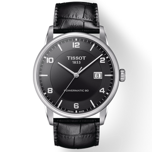 Tissot Luxury Powermatic 80 Black Dial Black Leather Strap Watch For Men - T086.407.16.057.00