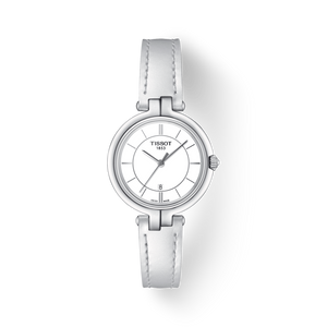 Tissot T Lady Flamingo White Dial White Leather Strap Watch For Women - T094.210.16.011.00