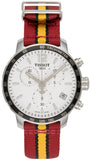 Tissot T095.417.17.037.08 Quickster Chronograph NBA Miami Heat Edition Men's Watch – White Dial & Two-Tone NATO Strap