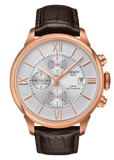 Tissot T099.427.36.038.00 Des Tourelles Chronograph Men's Watch – Silver Dial & Brown Leather Strap
