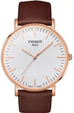 Tissot T109.610.36.031.00 T-Classic Everytime Men's Watch – White Dial & Brown Leather Strap