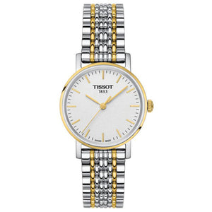 Tissot T Classic Everytime Small White Dial Two Tone Mesh Bracelet Watch For Women - T109.210.22.031.00