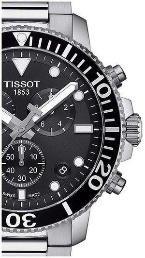 Tissot Seastar 1000 Chronograph Black Dial Silver Steel Strap Watch For Men - T120.417.11.051.00