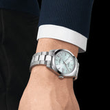 Tissot T127.407.11.351.00 Gentleman Powermatic 80 Silicium Men's Watch – Ice Blue Dial & Silver Steel Strap