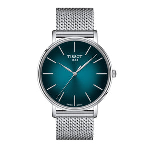 Tissot Everytime Gent Green Dial Silver Mesh Bracelet Watch for Men - T143.410.11.091.00