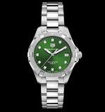 Tag Heuer Aquaracer Diamonds Emerald Green Dial Silver Steel Strap Watch for Women - WBD1316.BA0740