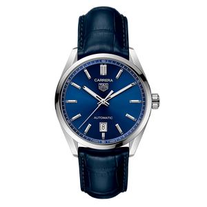 Tag Heuer Carrera Date Blue Dial Blue Leather Strap Watch for Men - WBN2112.FC6504
