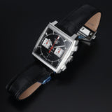 Tag Heuer Monaco Automatic Chronograph Black Dial Black Leather Strap Watch for Men - CBL2113.FC6177