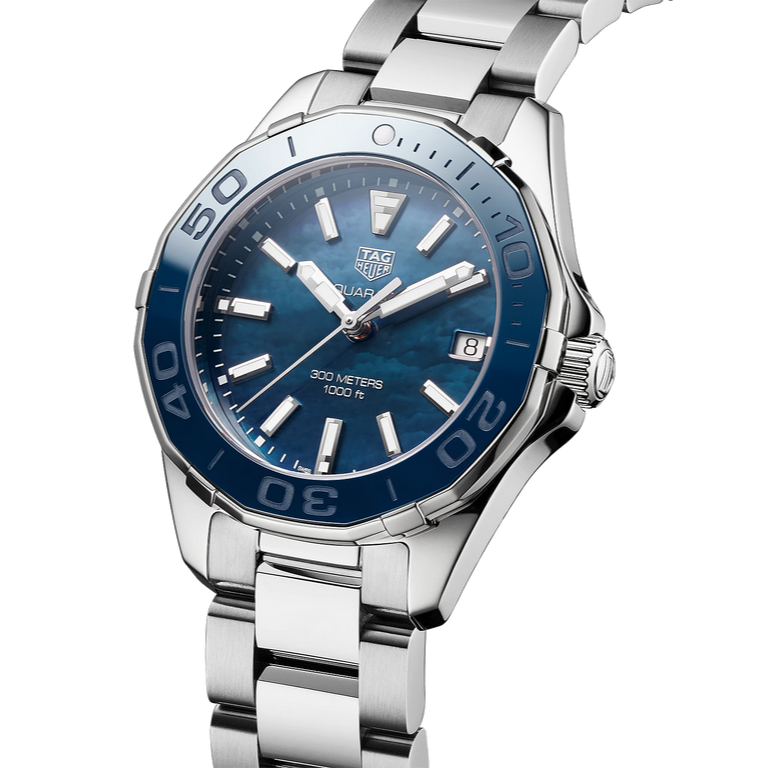 Tag Heuer Aquaracer Blue Dial Silver Steel Strap Watch for Women - WAY131S.BA0748