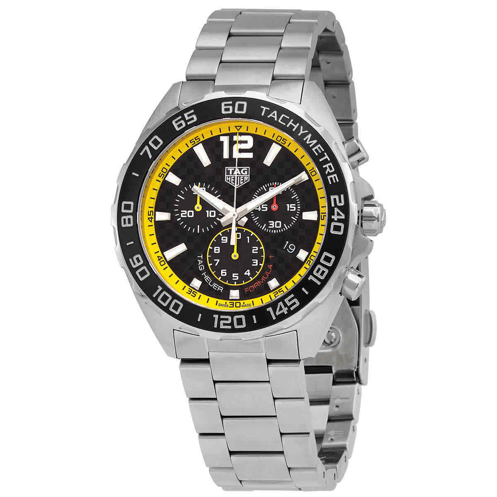 Tag Heuer Formula 1 Chronograph Black Dial Silver Steel Strap Watch for Men- CAZ101AC.BA0842