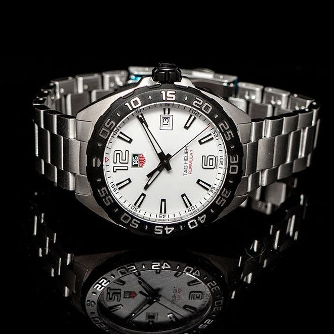 Tag Heuer Formula 1 White Dial Silver Steel Strap Watch for Men - WAZ1111.BA0875