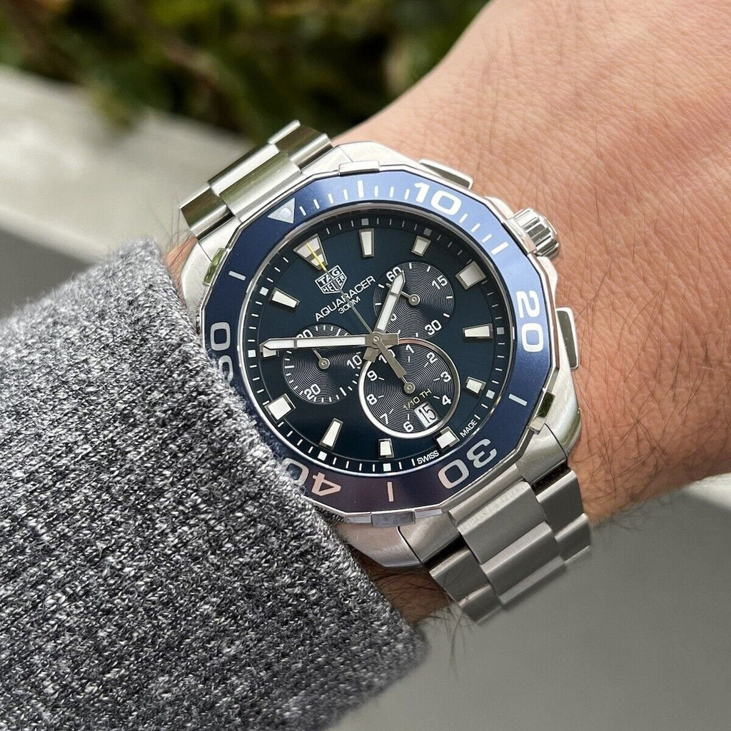 Tag Heuer Aquaracer Blue Dial SIlver Steel Strap Watch for Men - CAY111B.BA0927