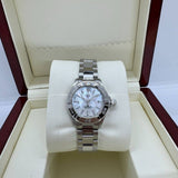 Tag Heuer Aquaracer Quartz Women's Watch WBD1411.BA0741 – Mother of Pearl White Dial with Silver Steel Strap