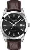 Tissot T127.407.16.051.01 Gentleman Powermatic 80 Silicium Automatic Men's Watch – Black Dial & Brown Leather Strap