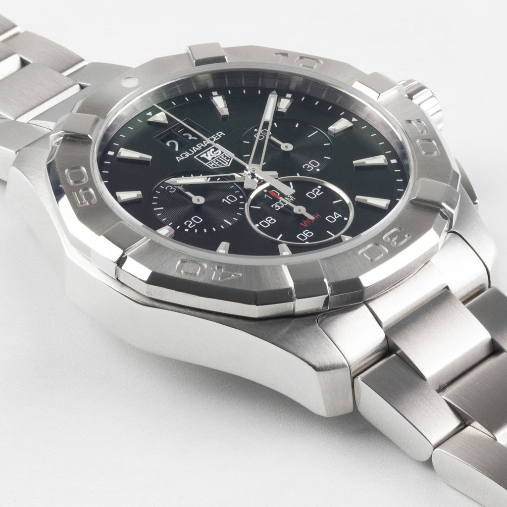 Tag Heuer Aquaracer Chronograph Black Dial Silver Steel Strap Watch for Men - CAY1110.BA0927