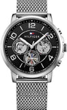 Tommy Hilfiger 1791292 Chronograph Men's Watch – Black Dial & Silver Mesh Bracelet