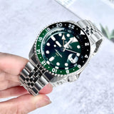 Seiko 5 Sports SSK035K1 SKX GMT Automatic Men's Watch – Green Dial & Silver Steel Bracelet