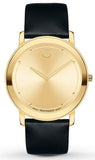 Movado 606883 Sapphire Quartz Men's Watch – Gold Dial & Black Leather Strap
