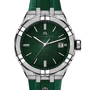 Maurice Lacroix Aikon Chronograph Green Dial Green Rubber Strap Watch for Men - AI1808-SS000-630-5
